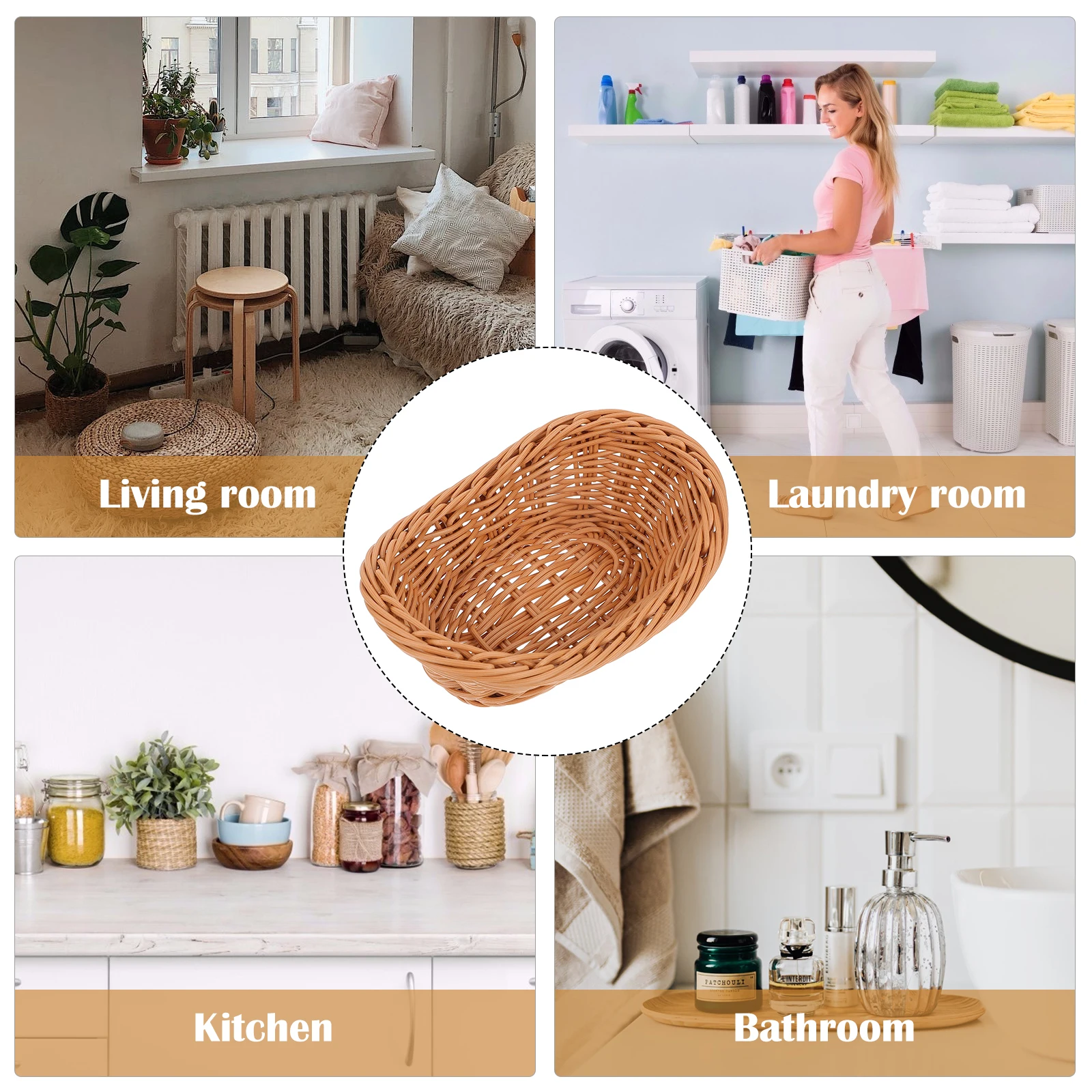 1pc Storage Baskets Imitation Rattan Organizer for Kitchen Home Bread Basket Desktop PP Woven Basket Easy Clean Natural
1pc Storage Baskets Imitation Rattan Organizer for Kitchen Home Bread Basket Desktop PP Woven Basket Easy Clean Natural