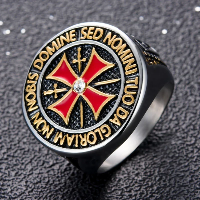 Domineering Knights Templar Rings For Men Silver Color stainless steel Red Cross Inlaid Cubic Zirconia men ring Jewellery Gift
Domineering Knights Templar Rings For Men Silver Color stainless steel Red Cross Inlaid Cubic Zirconia men ring Jewellery Gift