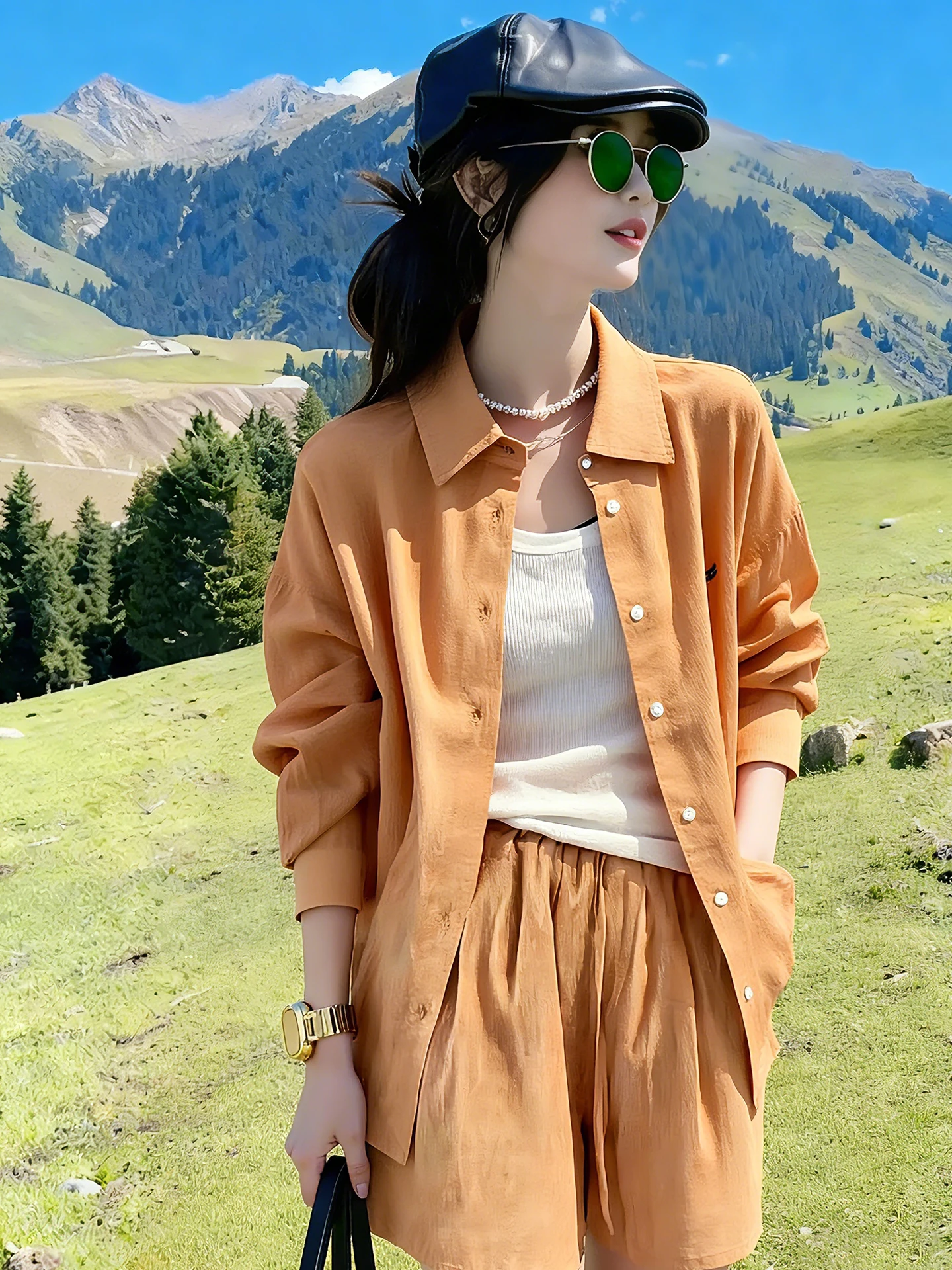 Yellow Slimming Loose Shirt And Shorts Set Simple Fashionable Spring 2026 Women's Premium Quality Long Sleeve Casual Outfit
Yellow Slimming Loose Shirt And Shorts Set Simple Fashionable Spring 2026 Women's Premium Quality Long Sleeve Casual Outfit