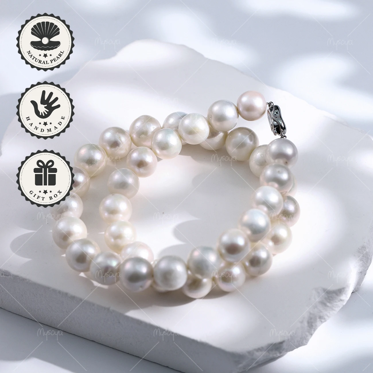 Mysoya 12mm+ Large White Edison Freshwater Pearl Necklace with Silvery Ingot Clasp Valentine’s Day Birthday Gift Elegant Jewelry
Mysoya 12mm+ Large White Edison Freshwater Pearl Necklace with Silvery Ingot Clasp Valentine’s Day Birthday Gift Elegant Jewelry