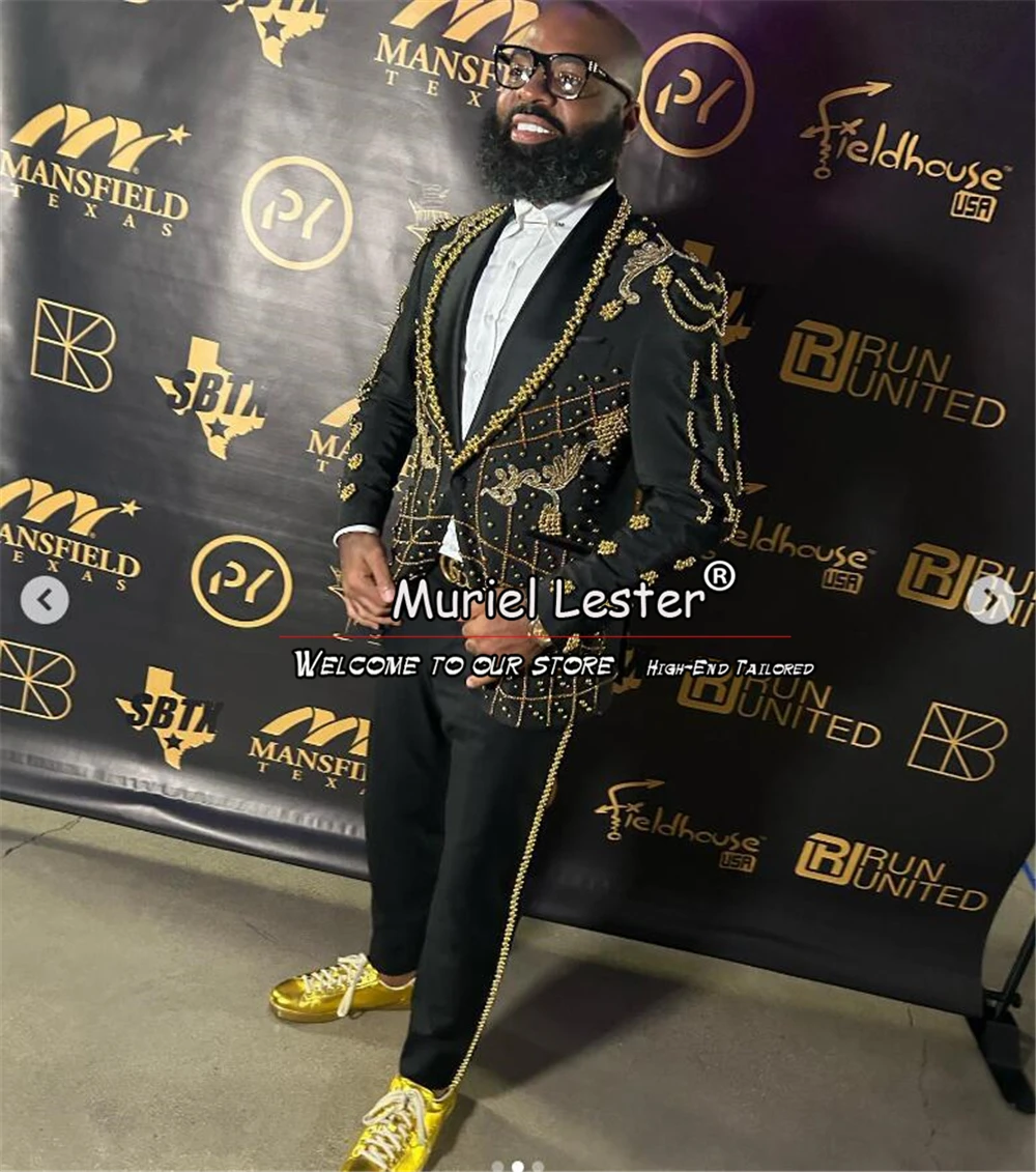 Luxury Wedding Suits For Men Customized Gold Pearled Beading Jacket Vest Pants 3 Pieces Formal Groom Man Tuxedos Fashion Dresses
Luxury Wedding Suits For Men Customized Gold Pearled Beading Jacket Vest Pants 3 Pieces Formal Groom Man Tuxedos Fashion Dresses