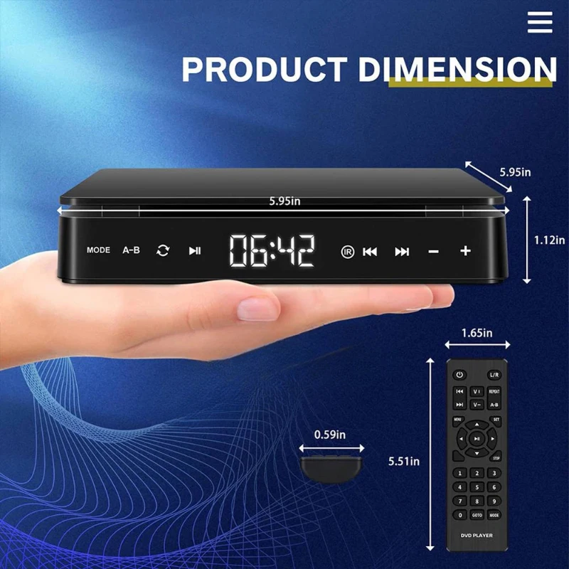 Region Free HD DVD Player, Mini CD VCD Player for Home, Compact Media Player with HDMI AV USB Output for TV Kids Home Theater
Region Free HD DVD Player, Mini CD VCD Player for Home, Compact Media Player with HDMI AV USB Output for TV Kids Home Theater