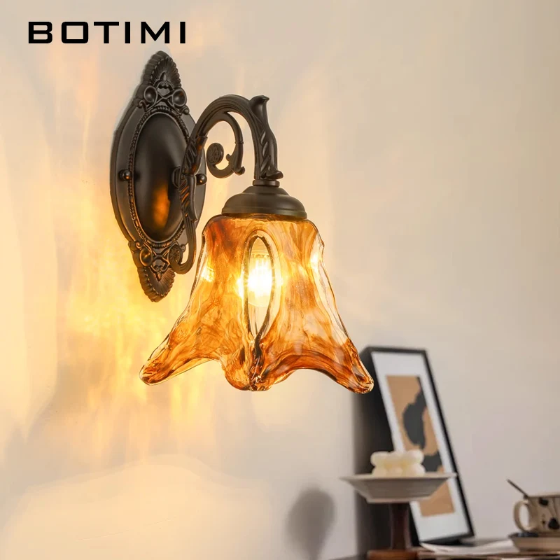 BOTIMI Retro Glass Wall Lamp For Bedroom Bedside Nordic Black Wall Sconce Background Wall Aisle Lights Home Decor Luminaire
BOTIMI Retro Glass Wall Lamp For Bedroom Bedside Nordic Black Wall Sconce Background Wall Aisle Lights Home Decor Luminaire