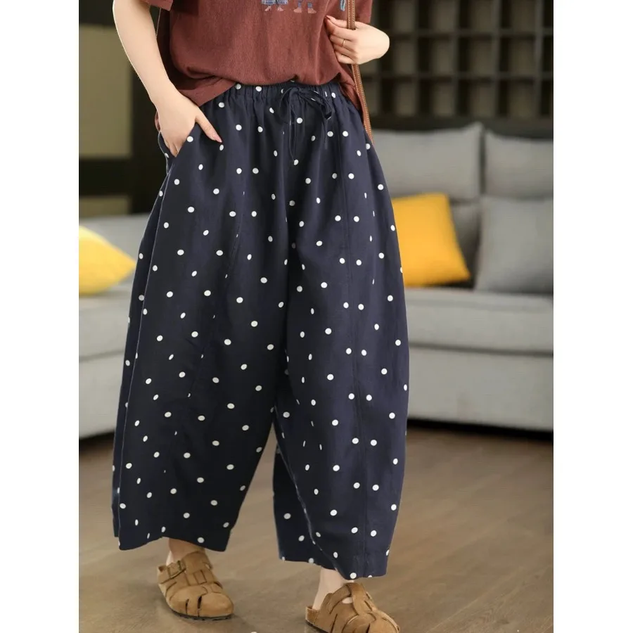 plus Size Women's Casual Cotton Linen Wide Leg Pants Summer New Polka Dot Harlan Straight Leg Trousers Comfortable High Waist
plus Size Women's Casual Cotton Linen Wide Leg Pants Summer New Polka Dot Harlan Straight Leg Trousers Comfortable High Waist