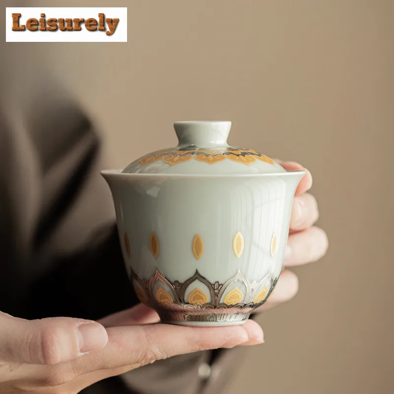 150ML Grass Grey Gaiwan Zen Thousand Buddhas Ceramic Tureen Household Tea Brewing Cover Bowl Tableware Supplies Ornaments Craft
150ML Grass Grey Gaiwan Zen Thousand Buddhas Ceramic Tureen Household Tea Brewing Cover Bowl Tableware Supplies Ornaments Craft