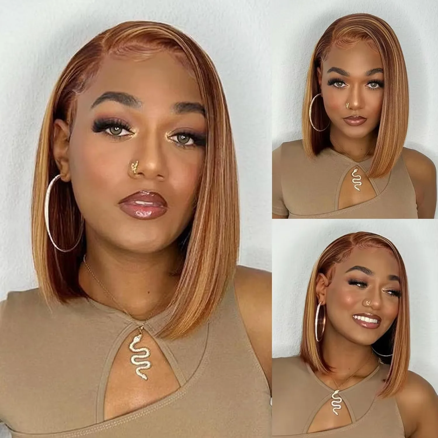 Highlight Human Hair Wig Short Bob 13x4 Full Lace Front Human Hair Wigs For Women HD Lace Frontal Wig P4/27 Brown Color Straight
Highlight Human Hair Wig Short Bob 13x4 Full Lace Front Human Hair Wigs For Women HD Lace Frontal Wig P4/27 Brown Color Straight