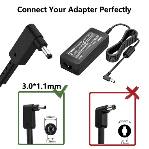 Adaptateur secteur 45W pour chargeur d'ordinateur portable Acer 19V 2.37A 3.0x1.1mm, Compatible avec Acer Chromebook Aspire Swift série 1 /3 /5