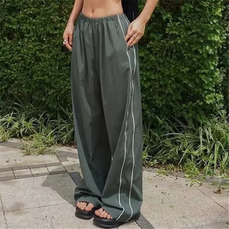 Neutral Style Airy Quick-dry Pants With Striped Panels Women's High-waisted Loose Straight-leg Jogger Pants Fashion Elegant EXSR
Neutral Style Airy Quick-dry Pants With Striped Panels Women's High-waisted Loose Straight-leg Jogger Pants Fashion Elegant EXSR