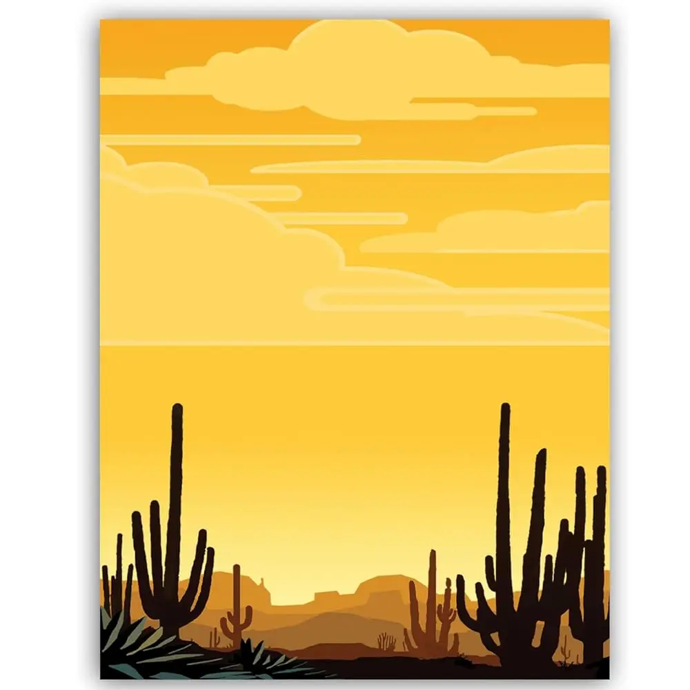 Бумага для писем с изображением кактусов Desert Sunset - 8,5 x 11-60 дюймов - Бумага с кактусами сагуаро - Бумага для писем с изображением кактусов из Аризоны (Закат)
Бумага для писем с изображением кактусов Desert Sunset - 8,5 x 11-60 дюймов - Бумага с кактусами сагуаро - Бумага для писем с изображением кактусов из Аризоны (Закат)