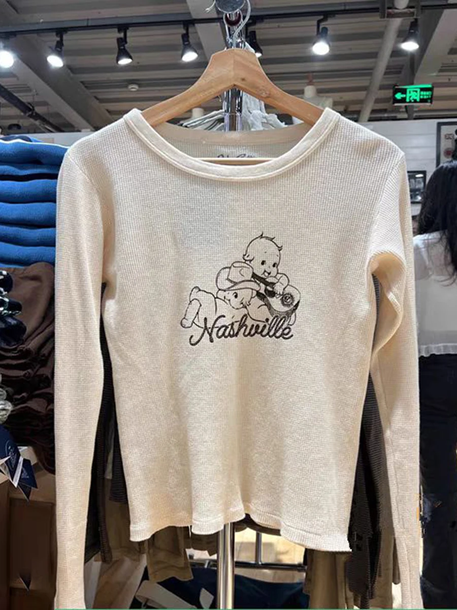 Angel Print Slim Long Sleeve T-Shirts Women Sweet Cute Round Neck Cotton Casual T-shirt Spring Chic Streetwear Y2k Tops 2023
Angel Print Slim Long Sleeve T-Shirts Women Sweet Cute Round Neck Cotton Casual T-shirt Spring Chic Streetwear Y2k Tops 2023