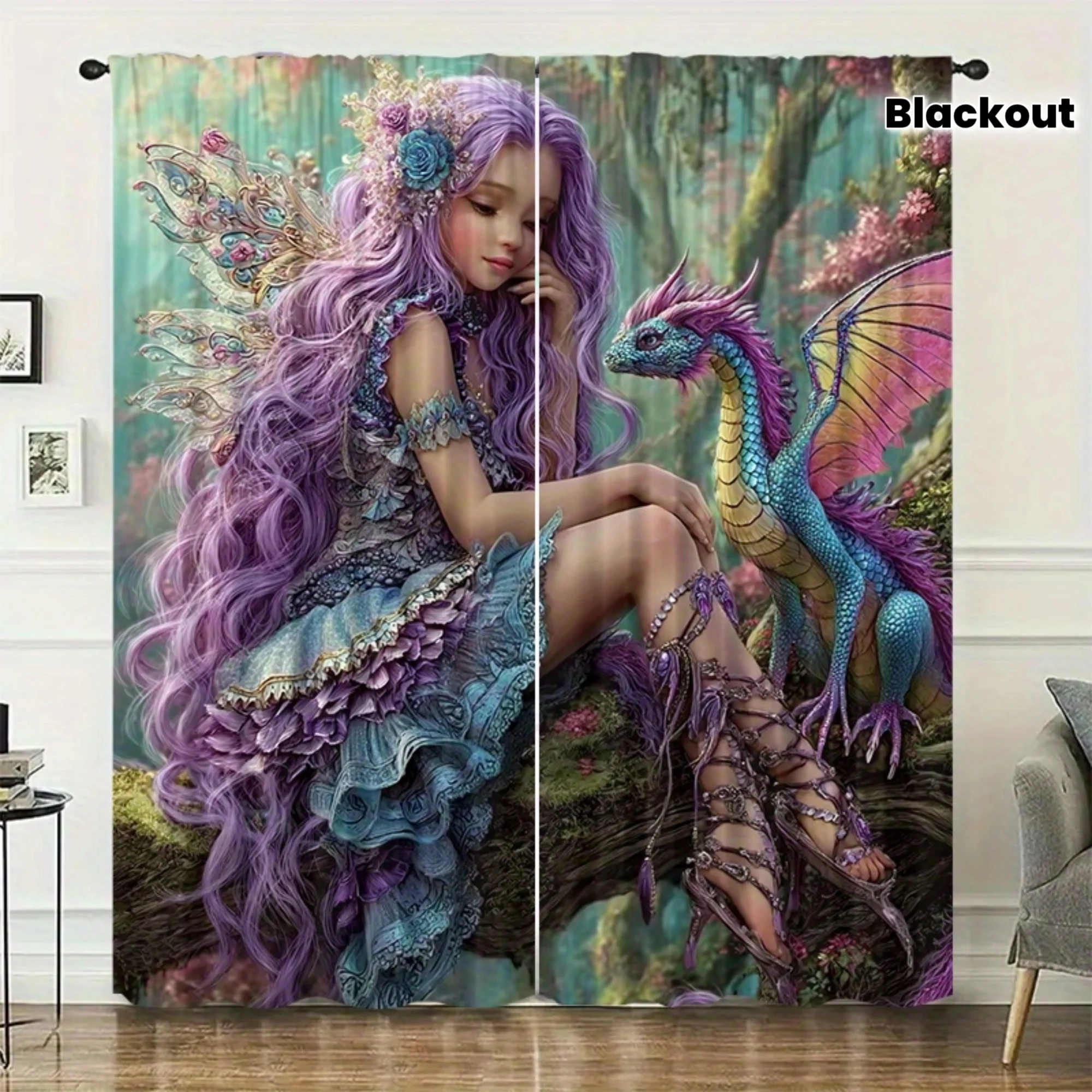 2pcs Fairy Dragon Curtains Purple Hair Fantasy Forest Print Drape Girls Room Window Treatment Magical Home Decor Panels
2pcs Fairy Dragon Curtains Purple Hair Fantasy Forest Print Drape Girls Room Window Treatment Magical Home Decor Panels