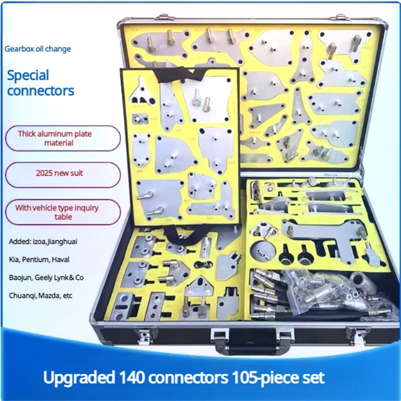 140PC ATF Transmission Filling Adapter Set Gearbox Oil Filler Tool Joint Change Machine Aluminum alloy thickening
140PC ATF Transmission Filling Adapter Set Gearbox Oil Filler Tool Joint Change Machine Aluminum alloy thickening