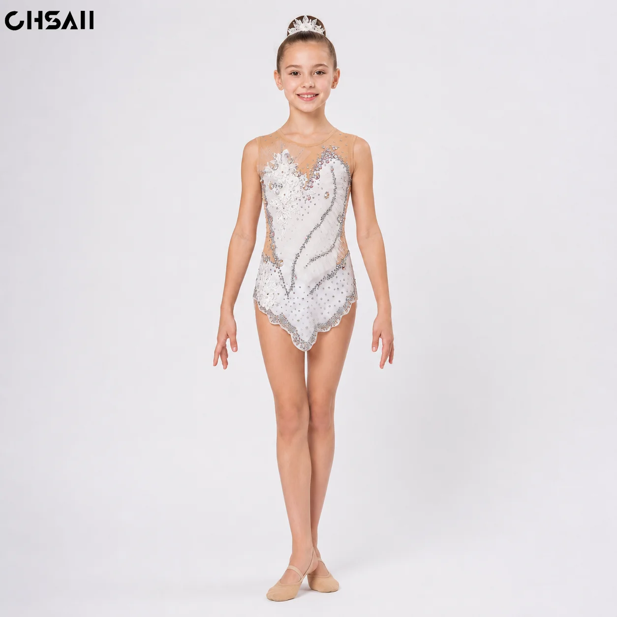 Girls White Rhinestone Figure Skating Dress Sleeveless Nude Mesh Gymnastics Leotard Dance Competition Costumes Stage Outfit Sets
Girls White Rhinestone Figure Skating Dress Sleeveless Nude Mesh Gymnastics Leotard Dance Competition Costumes Stage Outfit Sets