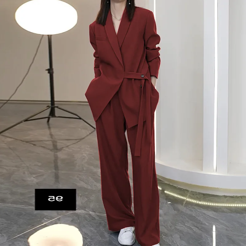SuperAen Oversized Women's Set Korean Loose Casual Lace Up Jacket Wide Leg Pants Two-piece Set for Women
SuperAen Oversized Women's Set Korean Loose Casual Lace Up Jacket Wide Leg Pants Two-piece Set for Women
