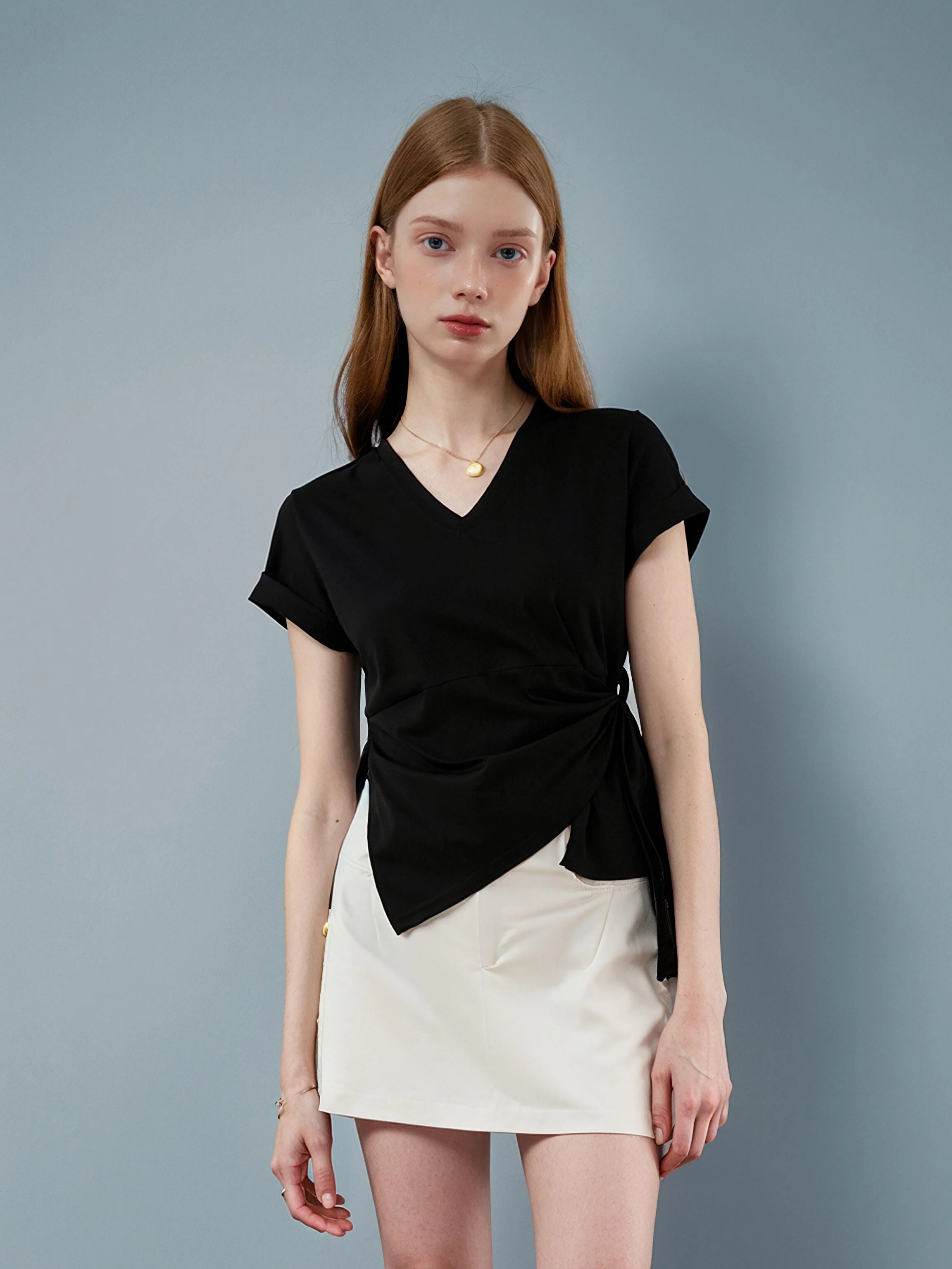 HUAAPPUW Asymmetric V-neck Pure Color T-shirt Women's Slim Fit Short Sleeve Casual Top Commute Style Summer New Arrival
HUAAPPUW Asymmetric V-neck Pure Color T-shirt Women's Slim Fit Short Sleeve Casual Top Commute Style Summer New Arrival