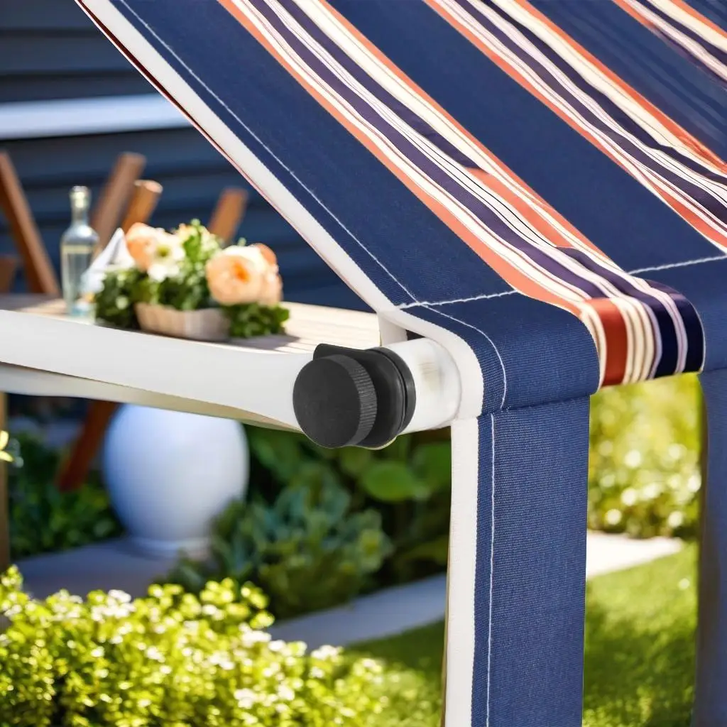 118-Inch Manual Retractable Awning - Blue & for White Stripes for Outdoor Shade
118-Inch Manual Retractable Awning - Blue & for White Stripes for Outdoor Shade