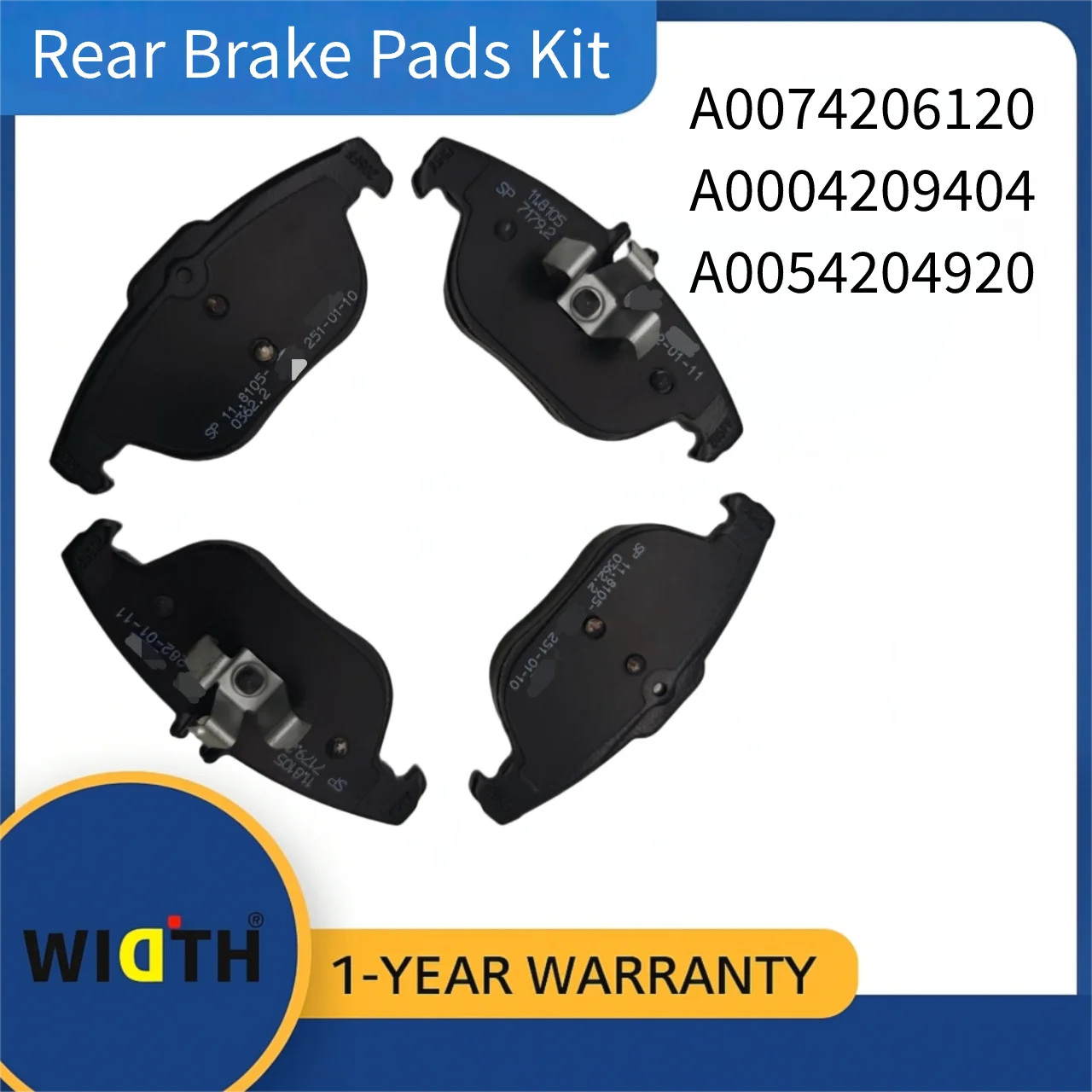 A0074206120 Rear Brake Pads Kit for Mercedes-Benz GLK300 C350 2009-2015 | OE Replacement A0004209404 A0054204920
A0074206120 Rear Brake Pads Kit for Mercedes-Benz GLK300 C350 2009-2015 | OE Replacement A0004209404 A0054204920