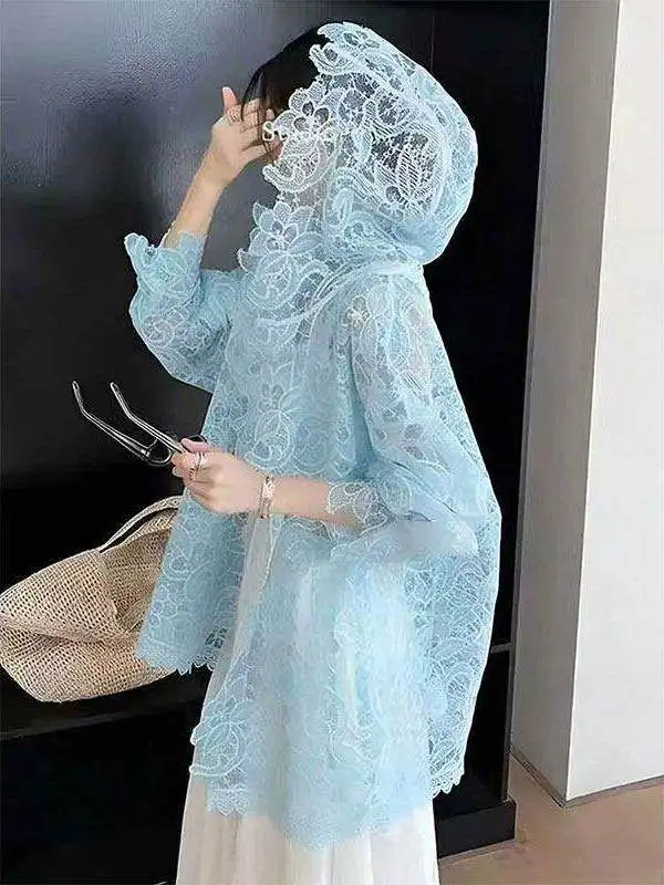plus Size Lace Trim Hooded Shirt Women's Summer Thin Loose Sun Protection Outerwear Casual Style Regular Sleeve Length
plus Size Lace Trim Hooded Shirt Women's Summer Thin Loose Sun Protection Outerwear Casual Style Regular Sleeve Length
