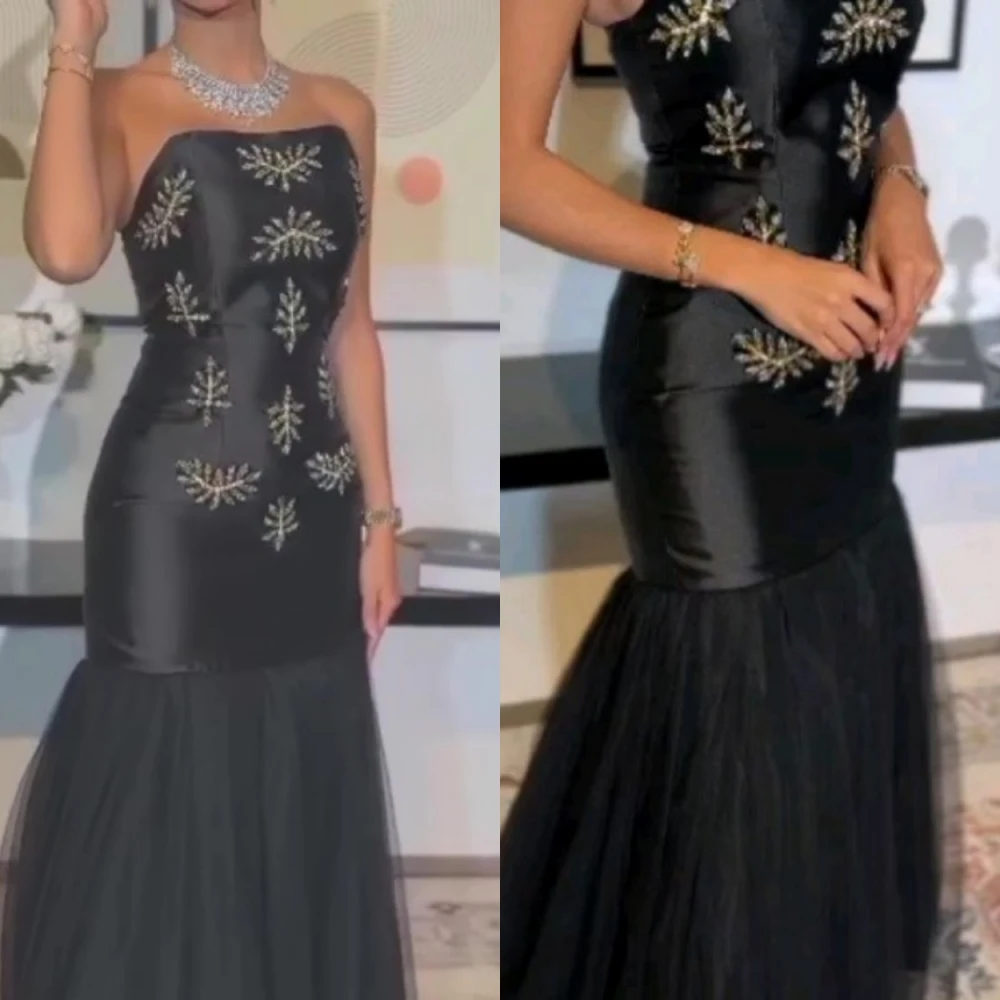 Customized Sexy Strapless Mermaid Floor Length Evening Dresses Rhinestone Applique Tulle s Formal Occasion Gown for black
Customized Sexy Strapless Mermaid Floor Length Evening Dresses Rhinestone Applique Tulle s Formal Occasion Gown for black