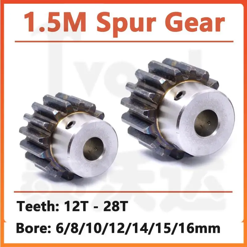 1PCS 1.5M 12T-28T Spur Gear Pinion Bore 6/8/10/12/14/15/16mm Model 1.5 Motor Gear With Step OD 21mm-45mm Carbon Steel
1PCS 1.5M 12T-28T Spur Gear Pinion Bore 6/8/10/12/14/15/16mm Model 1.5 Motor Gear With Step OD 21mm-45mm Carbon Steel
