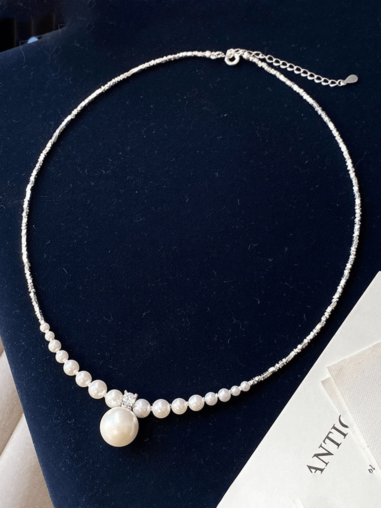Minimalist Pearl And Crystal Pendant Necklace For Women, Delicate Choker Style With Graduated Beads
Minimalist Pearl And Crystal Pendant Necklace For Women, Delicate Choker Style With Graduated Beads