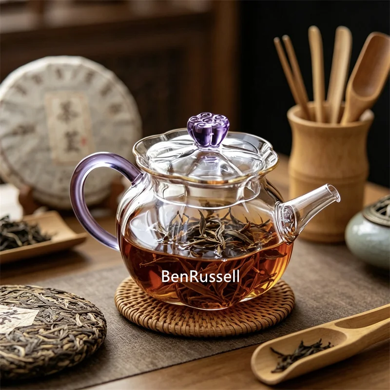 300ml Heat Resistant Glass Teapot with Filter Hole, Purple Lotus Lid Blooming Tea Kettle, Stovetop Safe Tea Maker for Loose Tea
300ml Heat Resistant Glass Teapot with Filter Hole, Purple Lotus Lid Blooming Tea Kettle, Stovetop Safe Tea Maker for Loose Tea