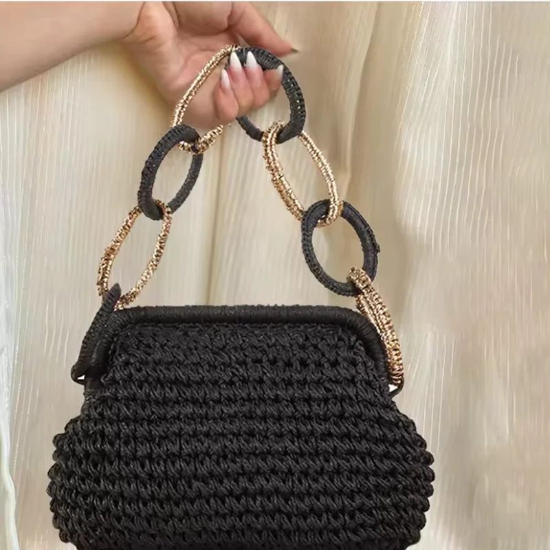 Модная соломенная сумка в стиле ретро, сумка с кольцом и цепочкой, креативный дизайн, клатч с замком, вечерняя сумка, повседневная сумка для подмышек, дорожная пляжная сумка
Модная соломенная сумка в стиле ретро, сумка с кольцом и цепочкой, креативный дизайн, клатч с замком, вечерняя сумка, повседневная сумка для подмышек, дорожная пляжная сумка
