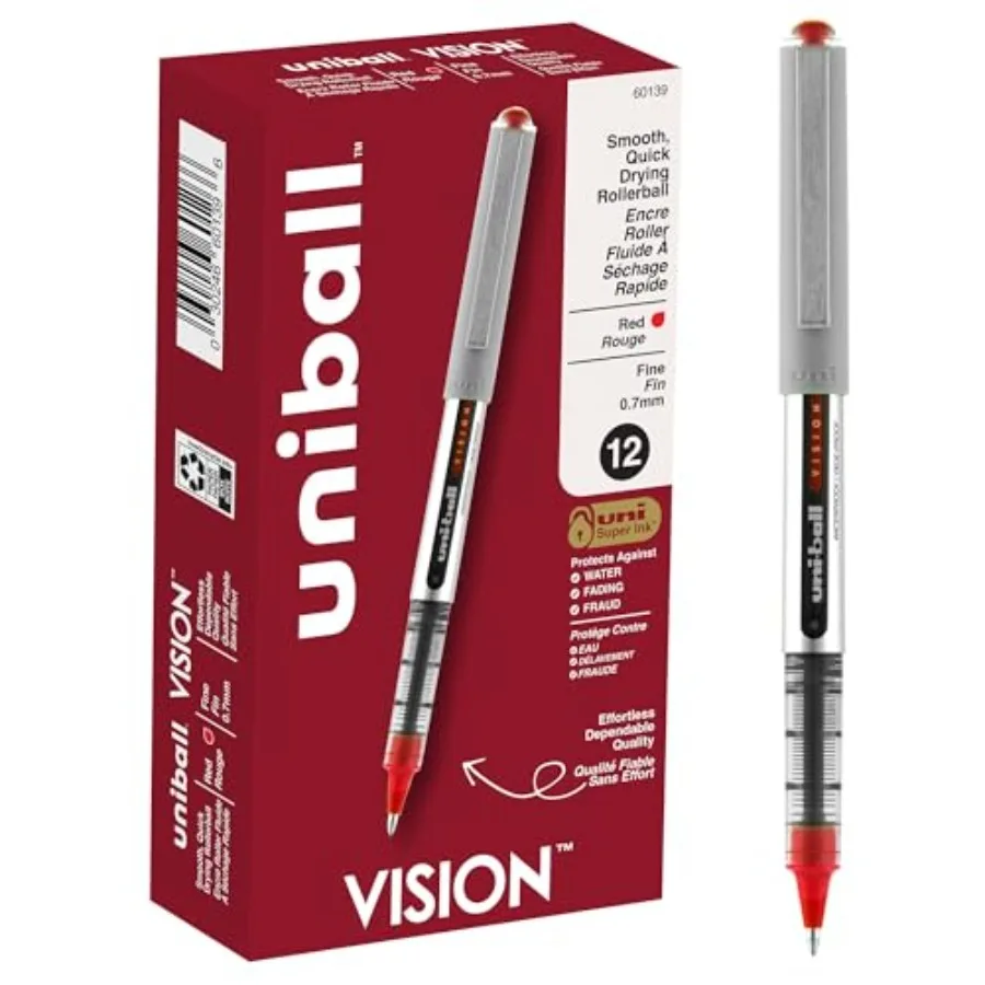 uniball Vision Rollerball Pens with 0.7mm Fine Point, Red, 12 Count
uniball Vision Rollerball Pens with 0.7mm Fine Point, Red, 12 Count