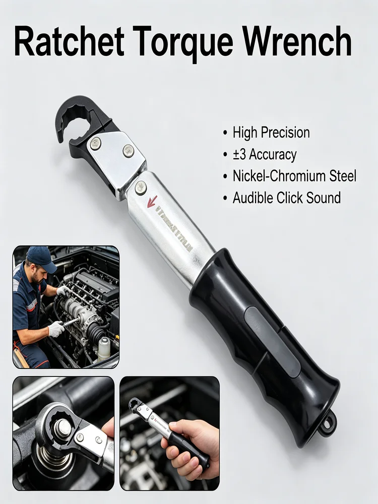 Ratchet Torque Wrench High Precision ST02L For AC Repair Automotive Tool Open Type Torque Wrench Nickel Chromium Steel
Ratchet Torque Wrench High Precision ST02L For AC Repair Automotive Tool Open Type Torque Wrench Nickel Chromium Steel