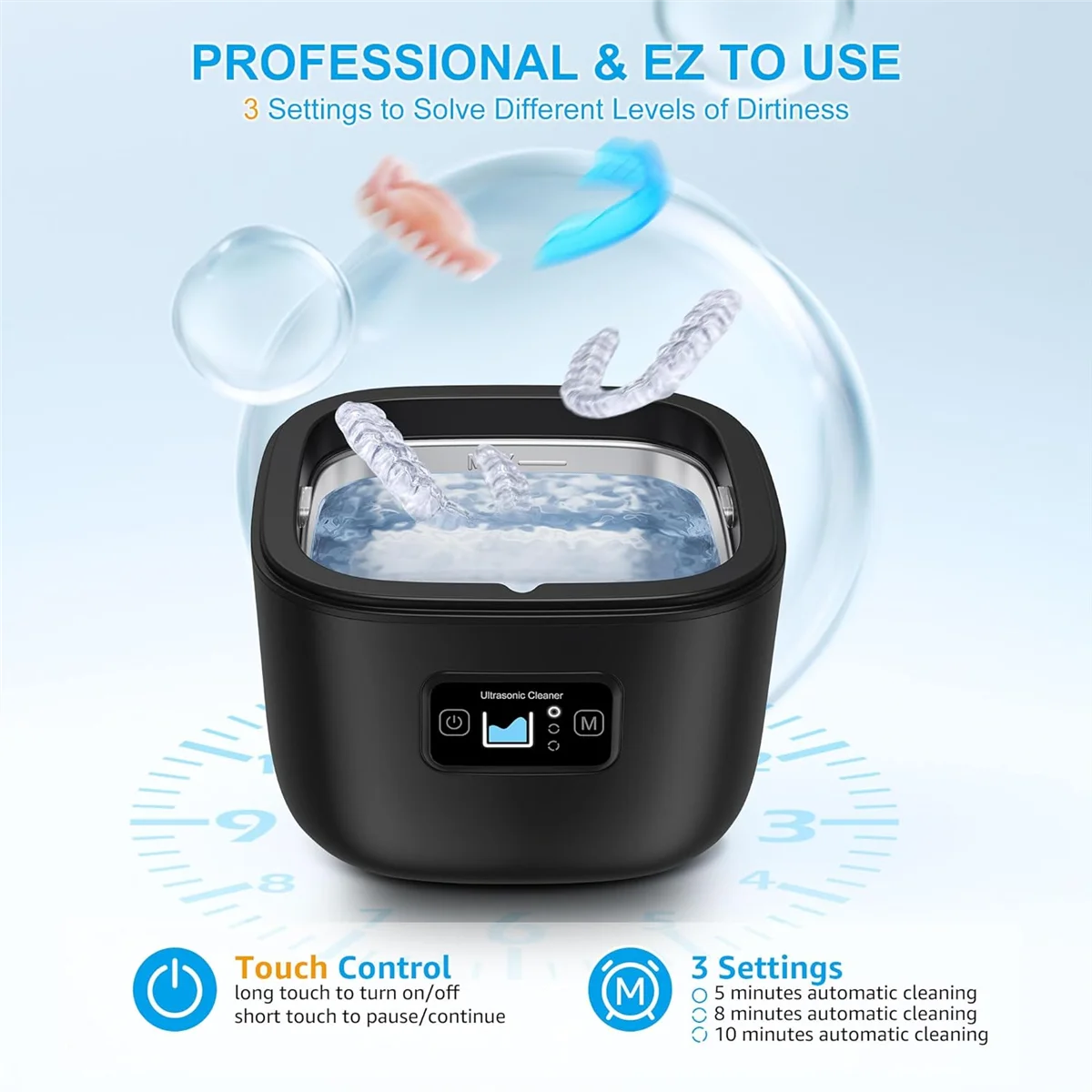 ABIT Ultrasonic Cleaner for Retainer, Denture, Mouth Guard, Toothbrush Head, 43KHz 255ML Ultrasonic Retainer Black EU Plug
ABIT Ultrasonic Cleaner for Retainer, Denture, Mouth Guard, Toothbrush Head, 43KHz 255ML Ultrasonic Retainer Black EU Plug