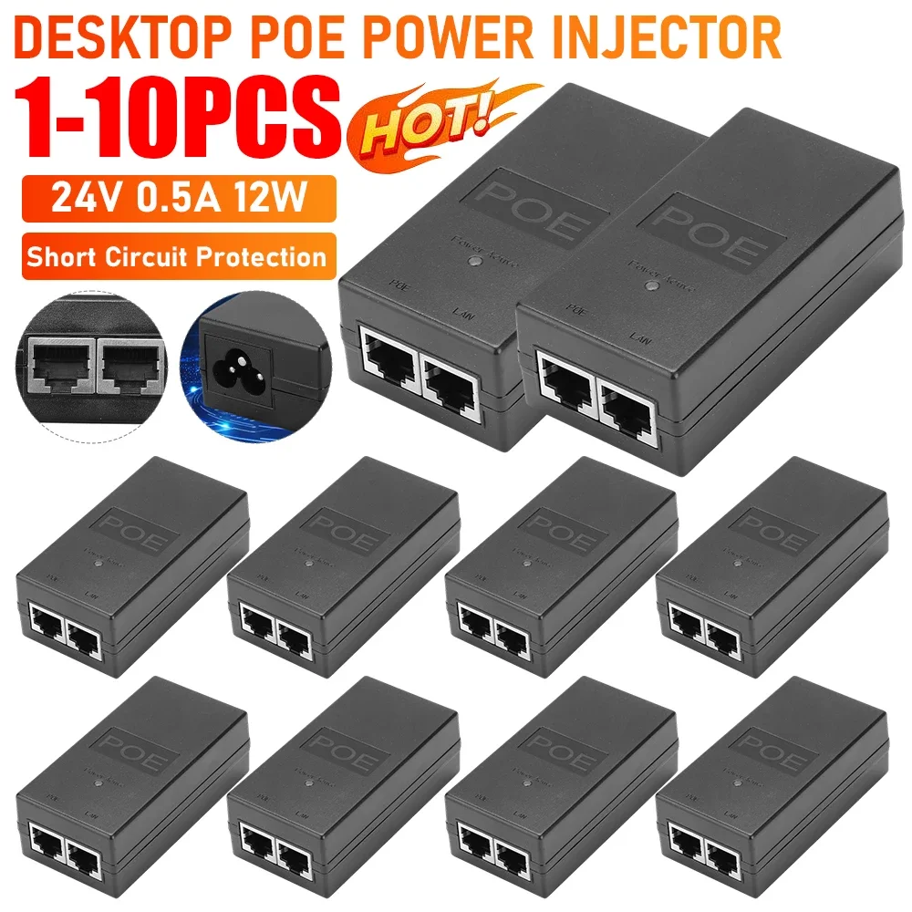 10/1PCS 24V 0.5A 12W POE Splitter Short Circuit Protection POE Injectors Desktop Power Poe Injector For IP Camera Power Supply
10/1PCS 24V 0.5A 12W POE Splitter Short Circuit Protection POE Injectors Desktop Power Poe Injector For IP Camera Power Supply