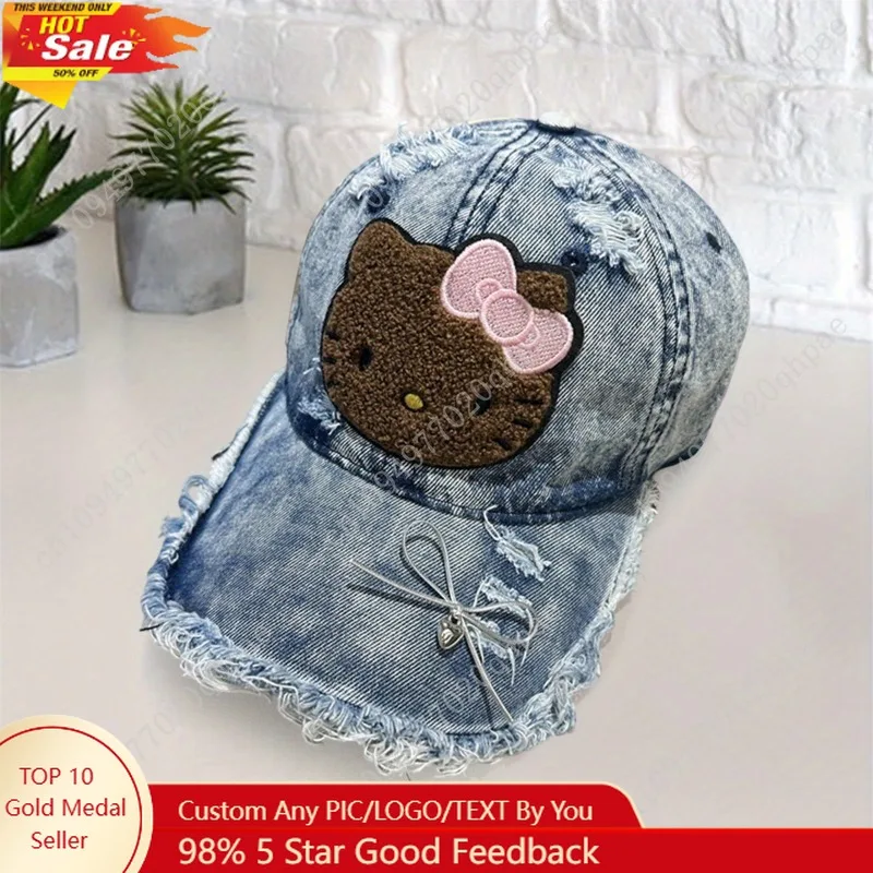 Sanrio Hello Kitty Ladies Imitation Denim Baseball Cap Adjustable Snap-On Lightweight Retro with Hello Kitty Facial Pattern Hats
Sanrio Hello Kitty Ladies Imitation Denim Baseball Cap Adjustable Snap-On Lightweight Retro with Hello Kitty Facial Pattern Hats