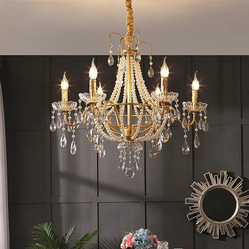 New French Crystal Pearl Chandelier American Medieval Villa Living Room Dining Room Bedroom Lamp Duplex Building Hotel Lighting
New French Crystal Pearl Chandelier American Medieval Villa Living Room Dining Room Bedroom Lamp Duplex Building Hotel Lighting