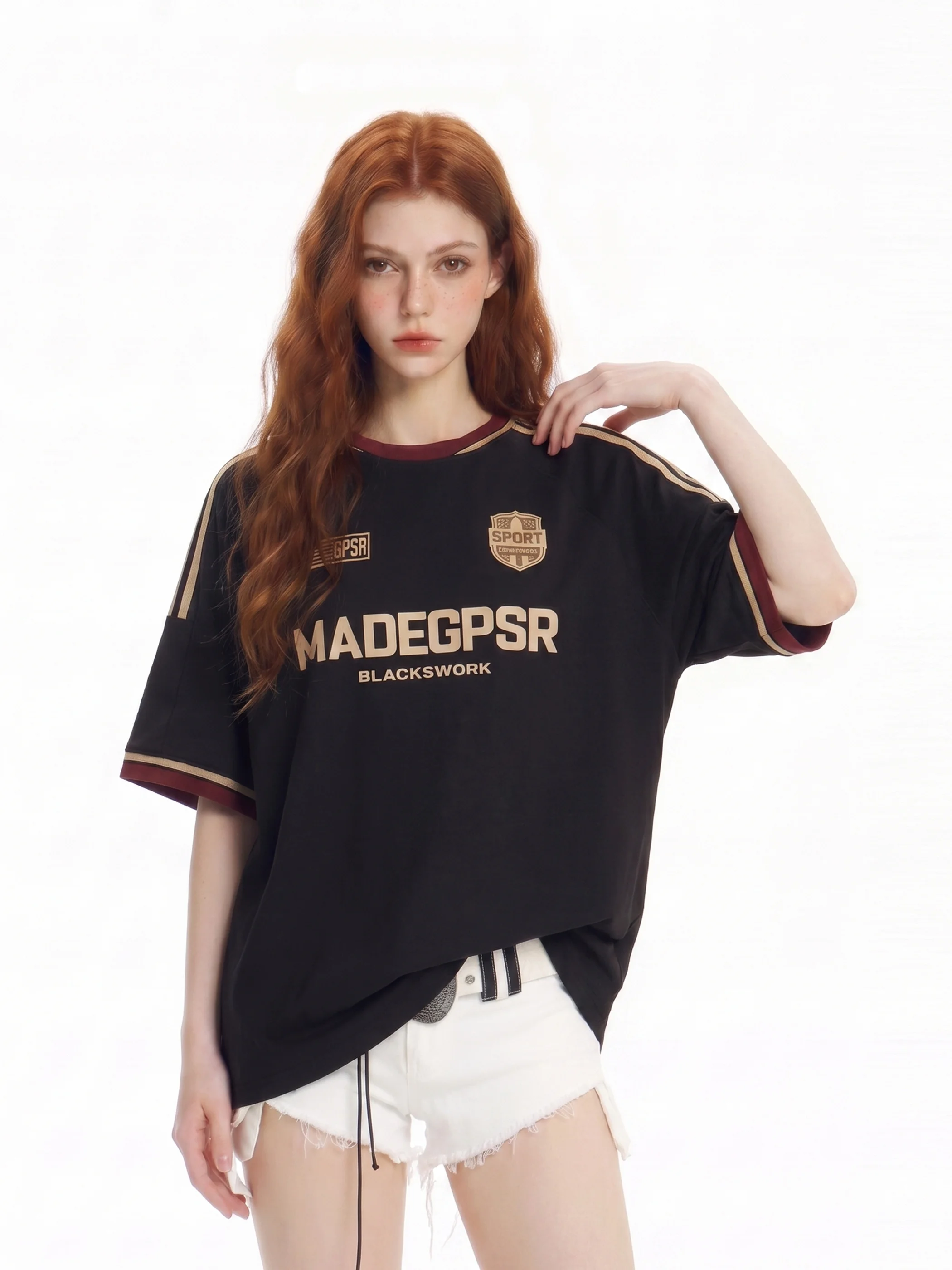 Summer American Style Retro Streetwear Color Block Loose Sportswear Short Sleeve T-Shirt Women's Ball Uniform Contrast Color ...
Summer American Style Retro Streetwear Color Block Loose Sportswear Short Sleeve T-Shirt Women's Ball Uniform Contrast Color ...