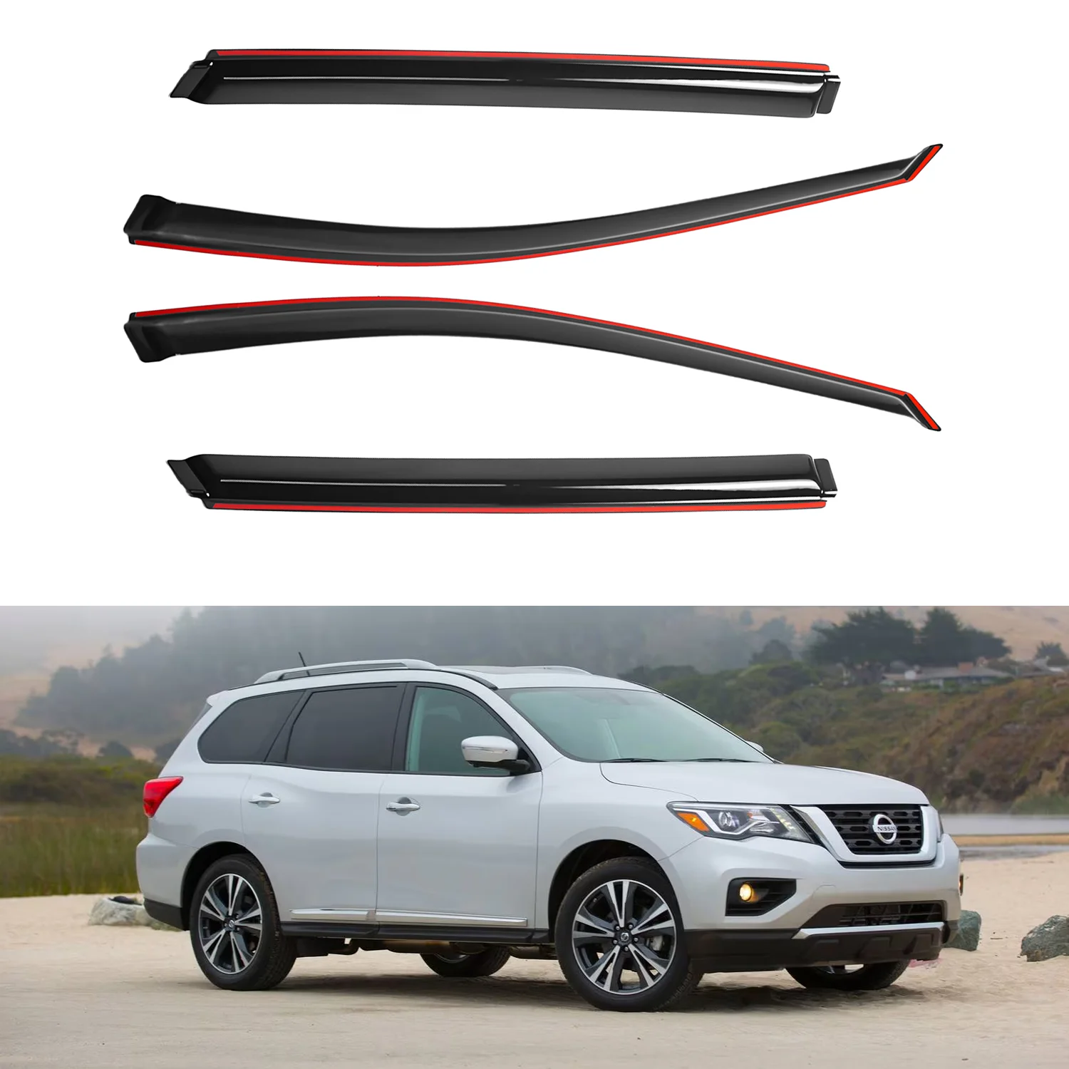 For Nissan Pathfinder 4-Door 2013-2021 Wind Deflectors Embedded Tinted 4pcs Set No Drainage Channel 1.5MM Thick Boxed
For Nissan Pathfinder 4-Door 2013-2021 Wind Deflectors Embedded Tinted 4pcs Set No Drainage Channel 1.5MM Thick Boxed