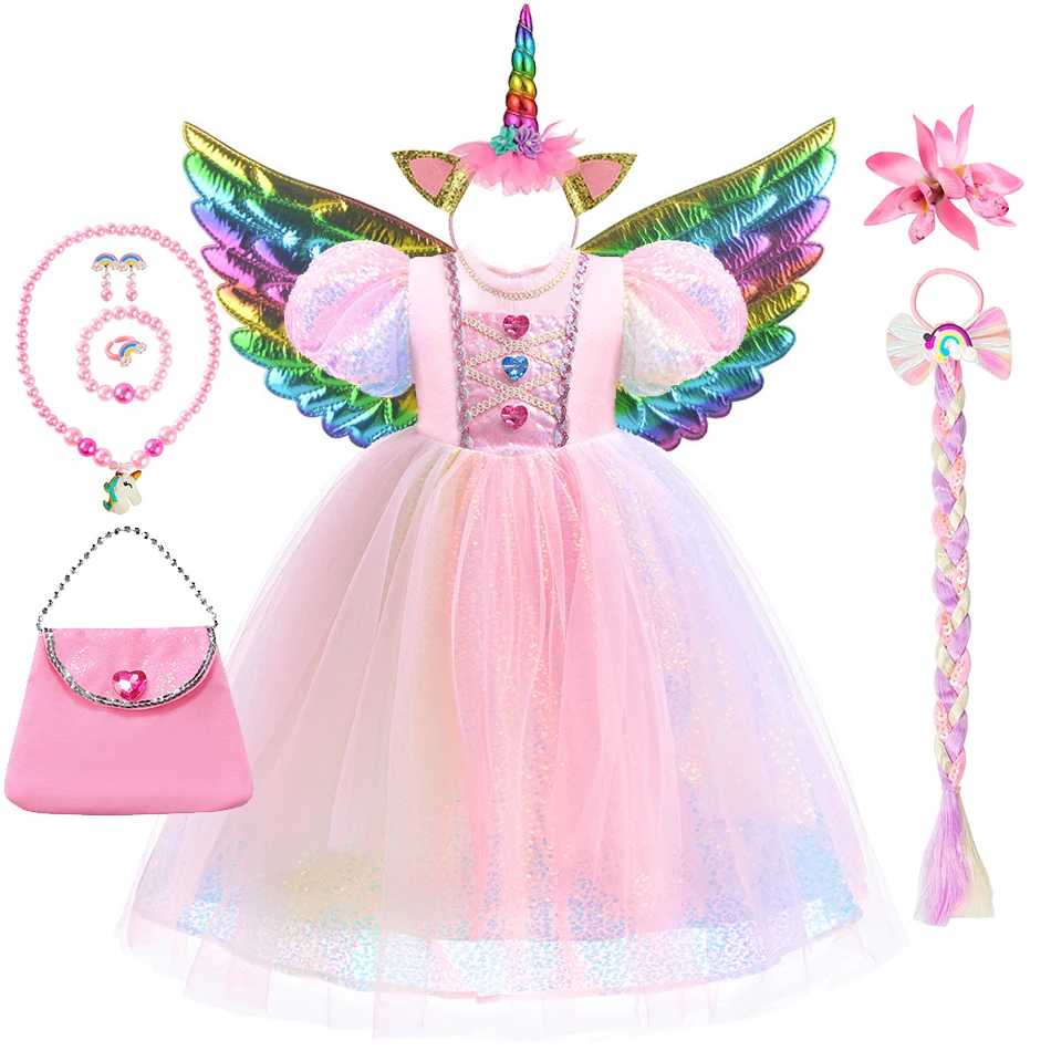 Girls Unicorn Birthday Party Costume Halloween Fantasy Princess Dress Kids Rainbow Unicorn Clothes Gradient Sequin Pink Frocks
Girls Unicorn Birthday Party Costume Halloween Fantasy Princess Dress Kids Rainbow Unicorn Clothes Gradient Sequin Pink Frocks