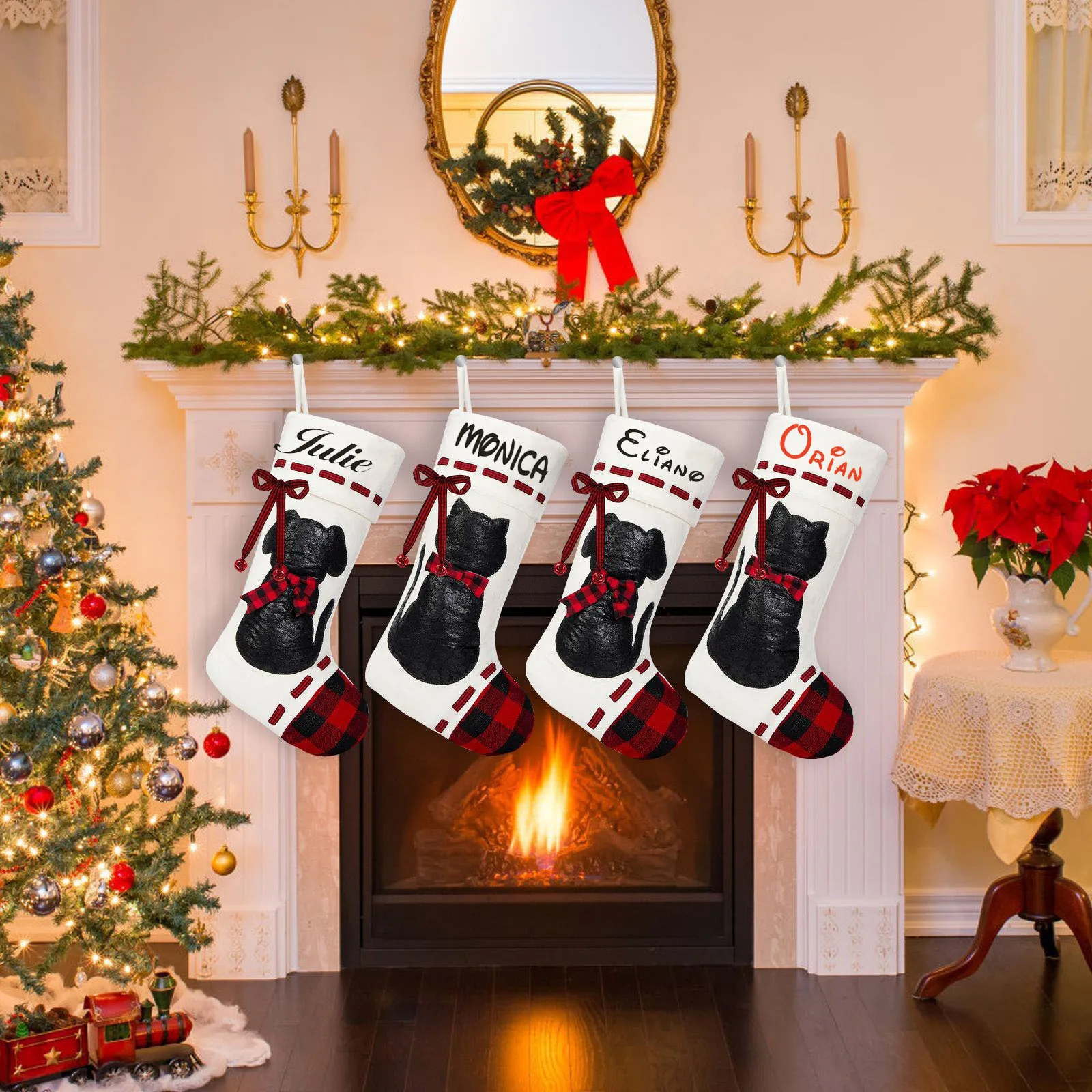 Personalized Printing Pet Christmas Socks Red Black Checkered Dog Cat Christmas Gift Bag Christmas Tree Pendant Holiday Gift Bag
Personalized Printing Pet Christmas Socks Red Black Checkered Dog Cat Christmas Gift Bag Christmas Tree Pendant Holiday Gift Bag