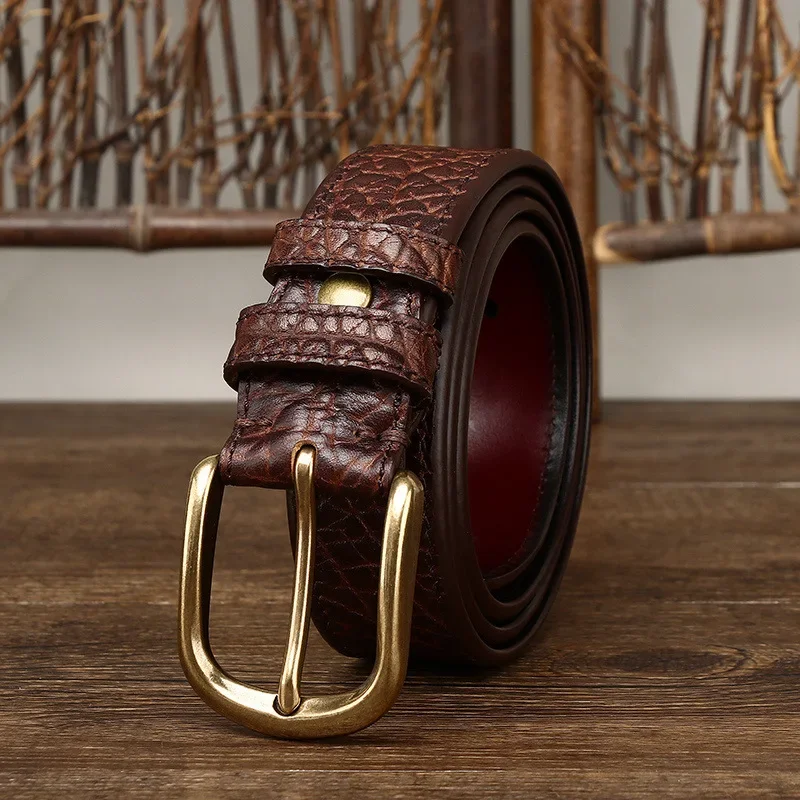 3.8CM Vintage Luxury Handmade Genuine Leather Copper Buckle Man's Belt High Quality Pure Cowhide Retro Thick Casual Jeans Belt
3.8CM Vintage Luxury Handmade Genuine Leather Copper Buckle Man's Belt High Quality Pure Cowhide Retro Thick Casual Jeans Belt