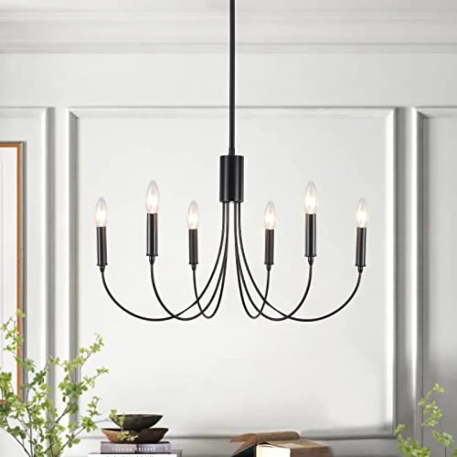 Dining Room 6-Light Black Iron Farmhouse Chandelier: Rustic Industrial Fixture for Bedroom, Living Room, Kitchen Island Modern
Dining Room 6-Light Black Iron Farmhouse Chandelier: Rustic Industrial Fixture for Bedroom, Living Room, Kitchen Island Modern