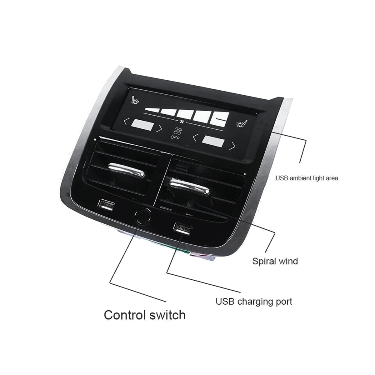 Rear Exhaust Air Outlet Purification LED Atmosphere USB Charging for Volvo XC60 XC90 S60 V60 V90 2015-2021 Air A/C Cover
Rear Exhaust Air Outlet Purification LED Atmosphere USB Charging for Volvo XC60 XC90 S60 V60 V90 2015-2021 Air A/C Cover