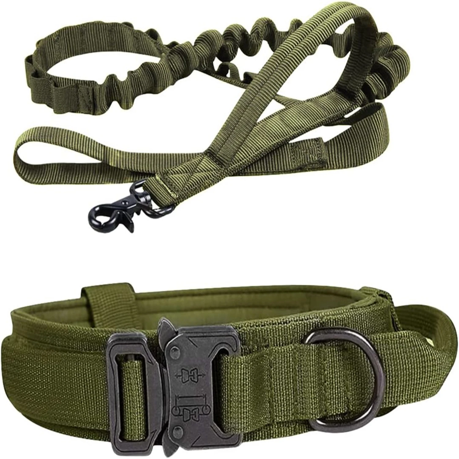 Military Dog Collar Leash Set, Adjustable Nylon Collar w/ Handle & Metal Buckle, Dog Training Gear, Green Color
Military Dog Collar Leash Set, Adjustable Nylon Collar w/ Handle & Metal Buckle, Dog Training Gear, Green Color