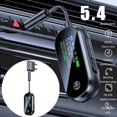 Bluetooth 5.4 Receiver Transmitter Low Latency 3.5mm AUX Jack Wireless Audio Adapter For TV Airplane Car Speaker PC Headphones