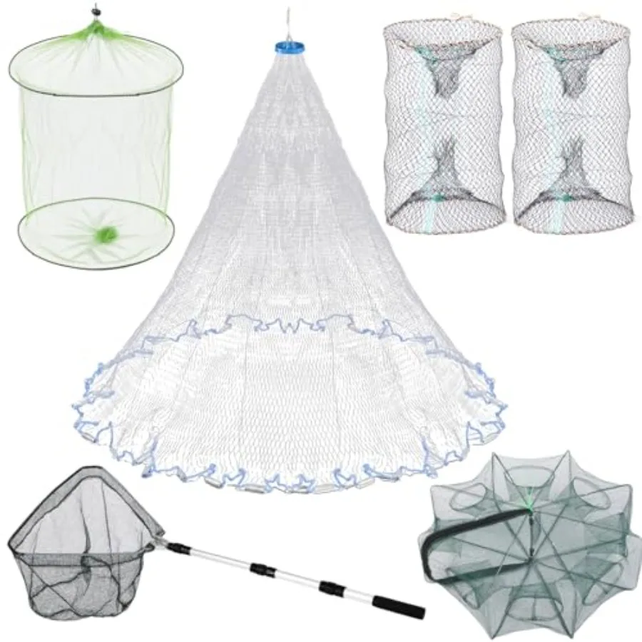 6 Pcs Fishing Net Trap Portable Folded Crab Trap Minnow Trap Fishing Landing Net with Telescoping Pole Handle Casting Net Bait
6 Pcs Fishing Net Trap Portable Folded Crab Trap Minnow Trap Fishing Landing Net with Telescoping Pole Handle Casting Net Bait