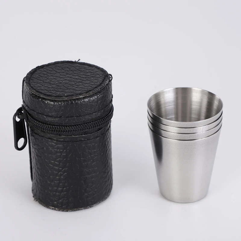 4 Pcs 30ML Stainless Steel Camping Cup Mug Camping Hiking Portable Tea Coffee Beer Cup With Black Bag
4 Pcs 30ML Stainless Steel Camping Cup Mug Camping Hiking Portable Tea Coffee Beer Cup With Black Bag