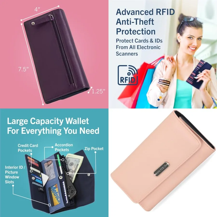 Nautica Money Manager RFID Slim and Small Wallet for Women - Credit Card Holder with Coin Purse and Zipper Wallet, Women's Clut
Nautica Money Manager RFID Slim and Small Wallet for Women - Credit Card Holder with Coin Purse and Zipper Wallet, Women's Clut