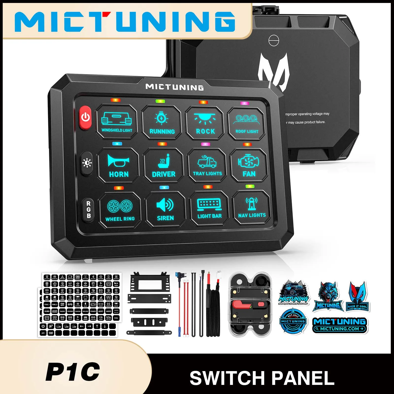 MICTUNING P1C RGB 8/12 Gang Switch Panel,6 Level Brightness 4 Control Modes Circuit Control Relay System Box,IP67 Waterproof
MICTUNING P1C RGB 8/12 Gang Switch Panel,6 Level Brightness 4 Control Modes Circuit Control Relay System Box,IP67 Waterproof