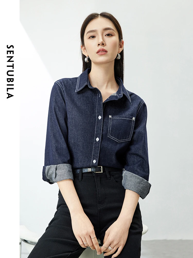 SENTUBILA 2025 Spring Women's Denim Shirt Korean Style Long Sleeve Casual Button-Up 100% Cotton Fashion Outerwear W41C53537
SENTUBILA 2025 Spring Women's Denim Shirt Korean Style Long Sleeve Casual Button-Up 100% Cotton Fashion Outerwear W41C53537