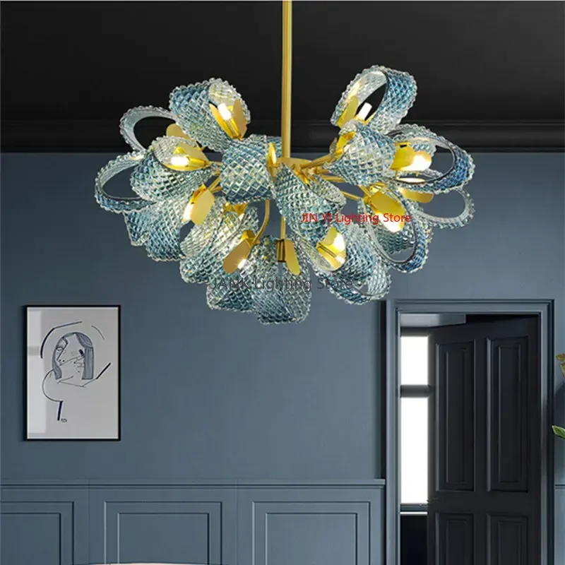 Hot Sales Blue Glass LED Chandelier Lamp for Corridor Bedroom Living Room Pendant Lights Home Decor Lamps Including Light Bulbs
Hot Sales Blue Glass LED Chandelier Lamp for Corridor Bedroom Living Room Pendant Lights Home Decor Lamps Including Light Bulbs