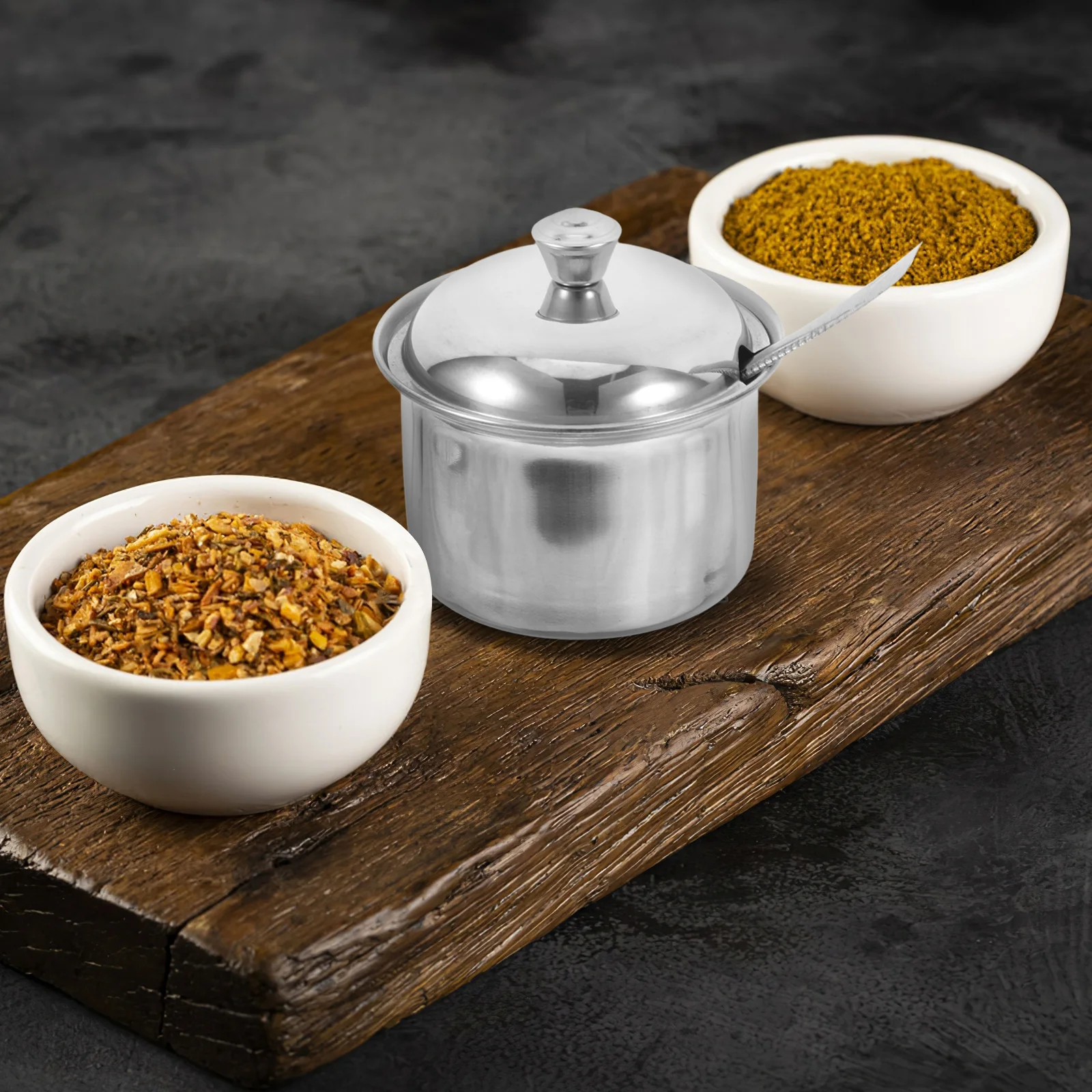 Stainless Steel Jar Salad Dressing Container Sugar Bowl Thickened Condiment Container Lid Spoon Kitchen Storage Canister
Stainless Steel Jar Salad Dressing Container Sugar Bowl Thickened Condiment Container Lid Spoon Kitchen Storage Canister