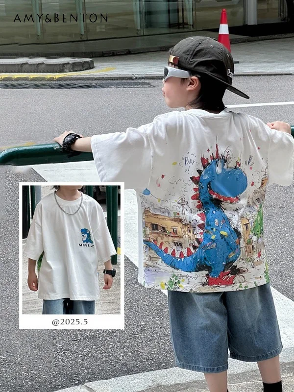 Summer Children Fashion T Shirt Cute Cartoon Doodle Dinosaur Graphic Short Sleeve Loose Fit Boys Casual Tee Boys Clothes
Summer Children Fashion T Shirt Cute Cartoon Doodle Dinosaur Graphic Short Sleeve Loose Fit Boys Casual Tee Boys Clothes